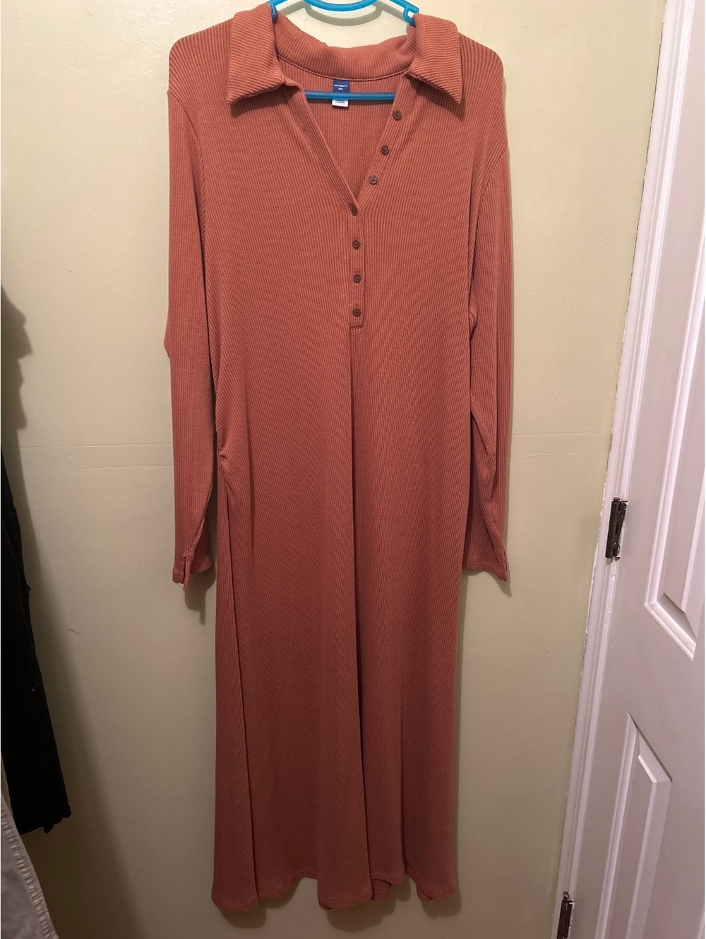 Old Navy Maternity Long Sleeve Ribbed Maxi Dress XXL Rust